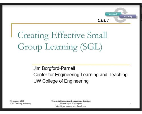 Creating Effective Small Group Learning (SGL)
